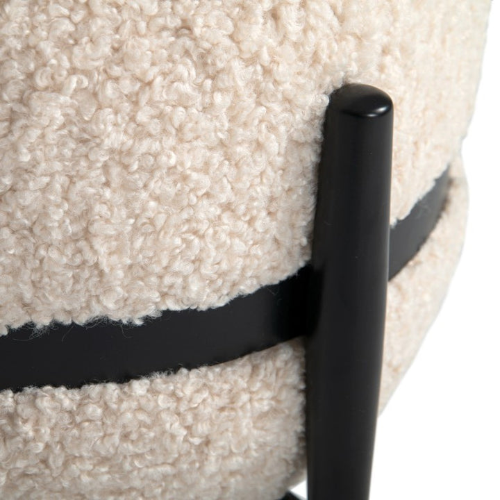 Fouston - Contemporary White Sherpa Pouf