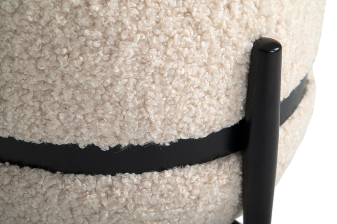 Fouston  Contemporary White Sherpa Pouf