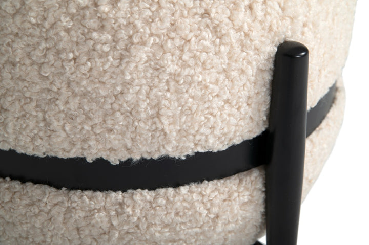 Fouston  Contemporary White Sherpa Pouf