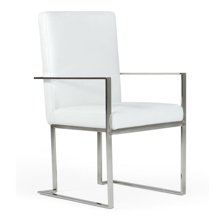 Fowler - Modern White Eco-Leather Dining Armchair
