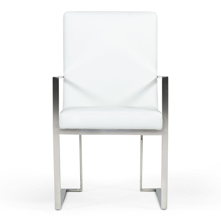 Fowler - Modern White Eco-Leather Dining Armchair
