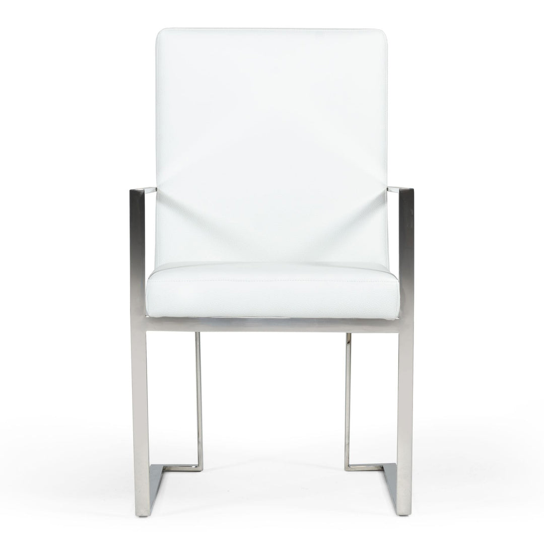 Fowler - Modern White Eco-Leather Dining Armchair