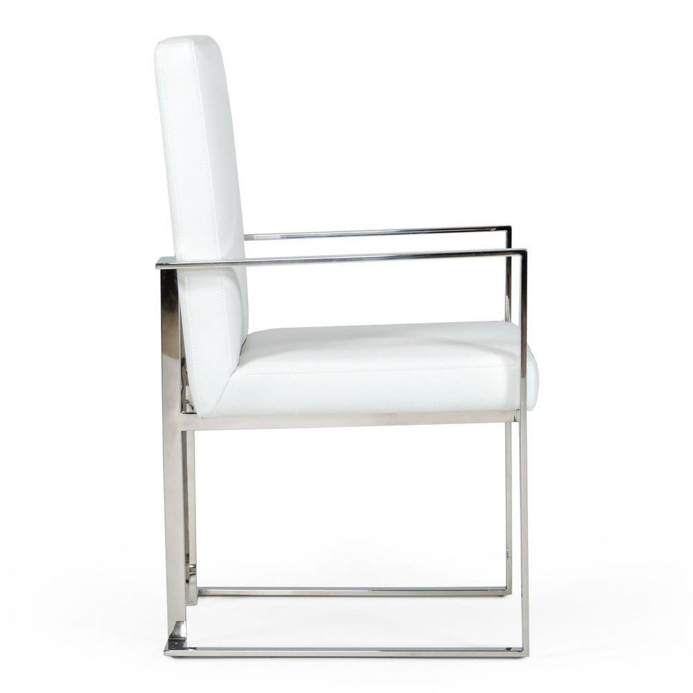 Fowler - Modern White Eco-Leather Dining Armchair - View 7