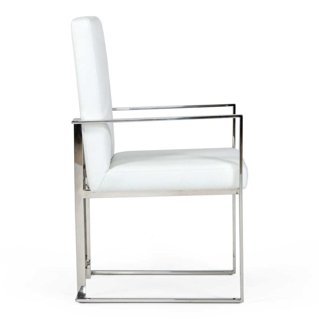 Fowler - Modern White Eco-Leather Dining Armchair