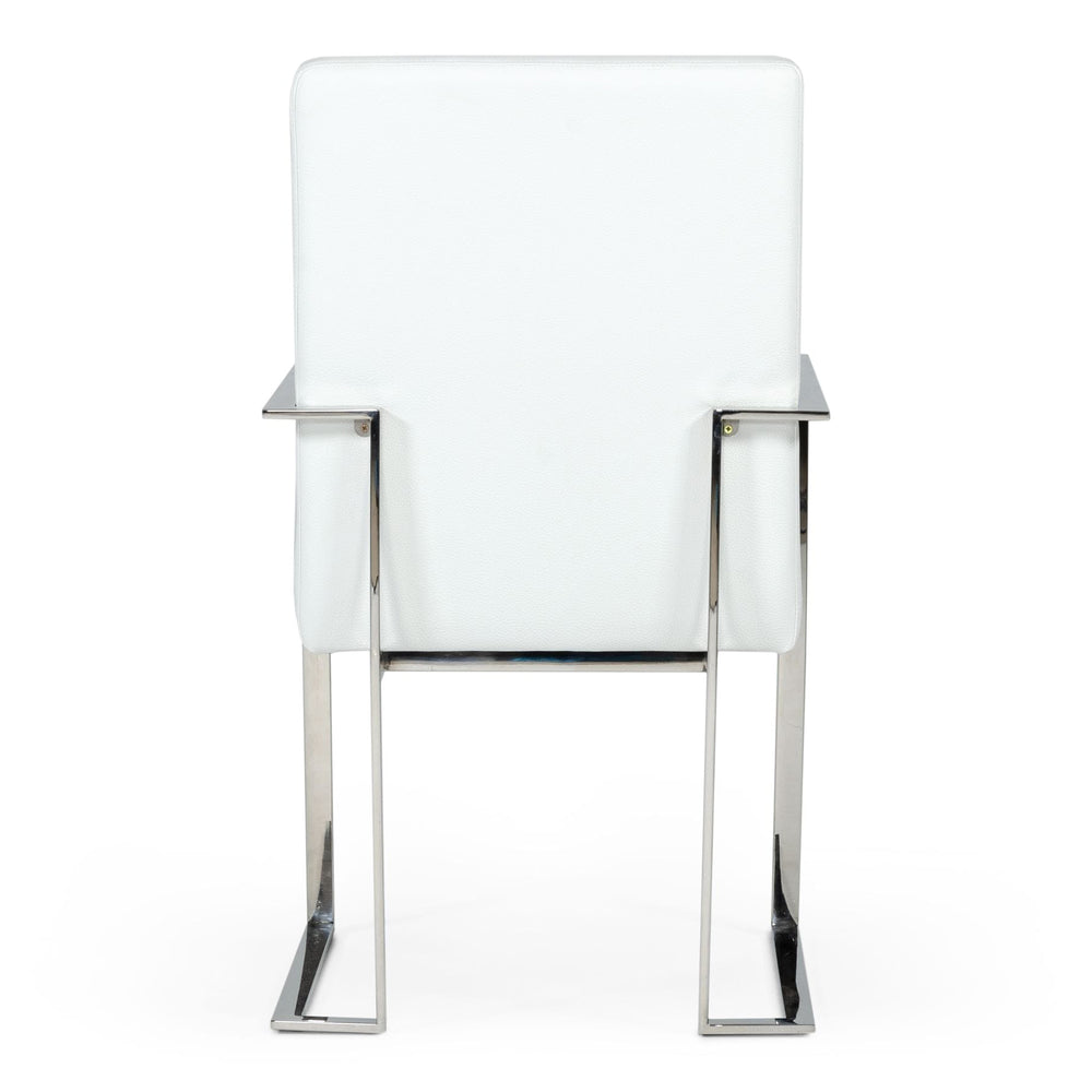 Fowler - Modern White Eco-Leather Dining Armchair - View 8