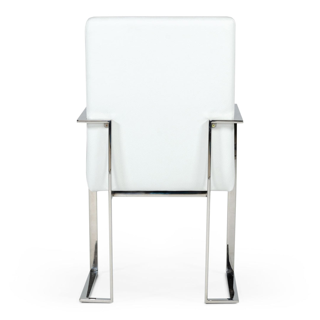 Fowler - Modern White Eco-Leather Dining Armchair
