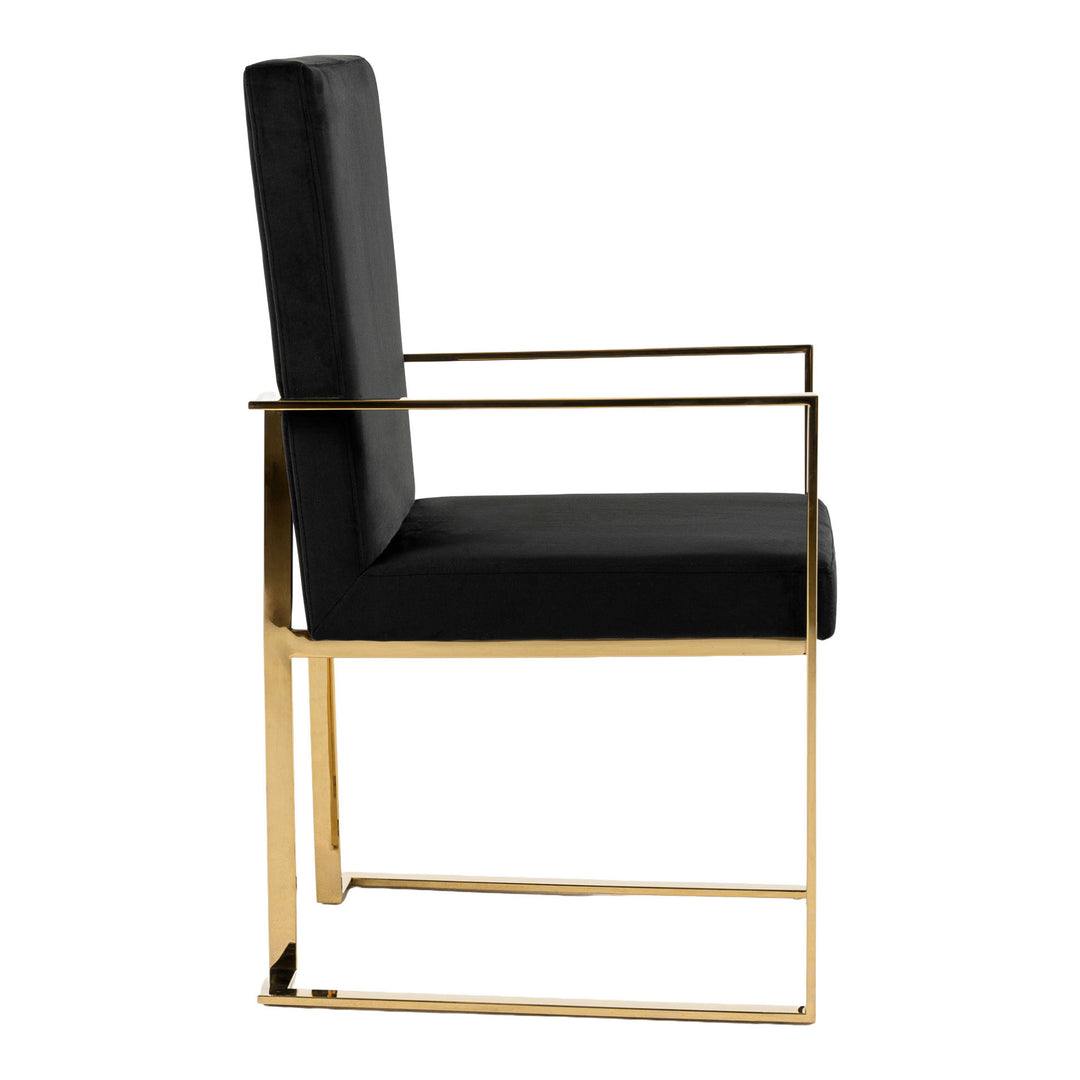 Fowler - Modern Black Velvet Dining Chair