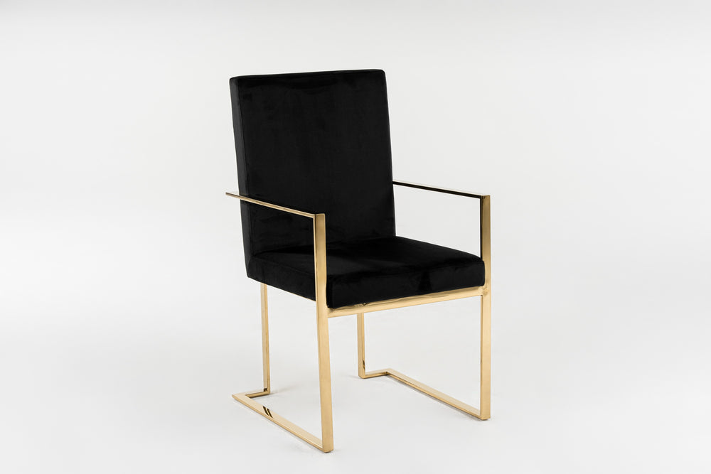 Fowler - Modern Black Velvet Dining Chair - View 2