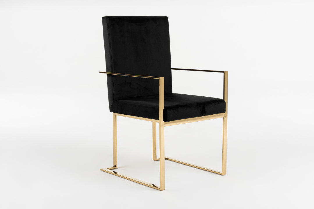 Fowler  Modern Black Velvet Dining Chair