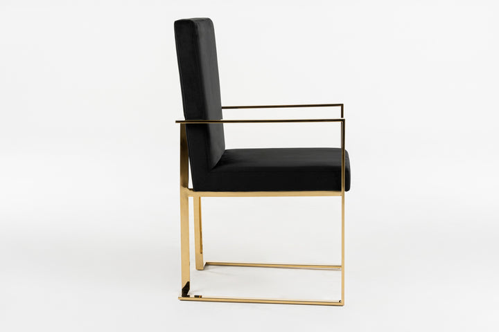 Fowler  Modern Black Velvet Dining Chair