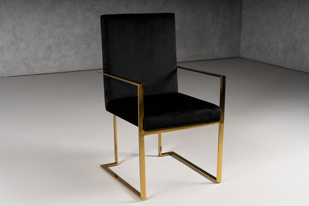 Fowler - Modern Black Velvet Dining Chair - View 8