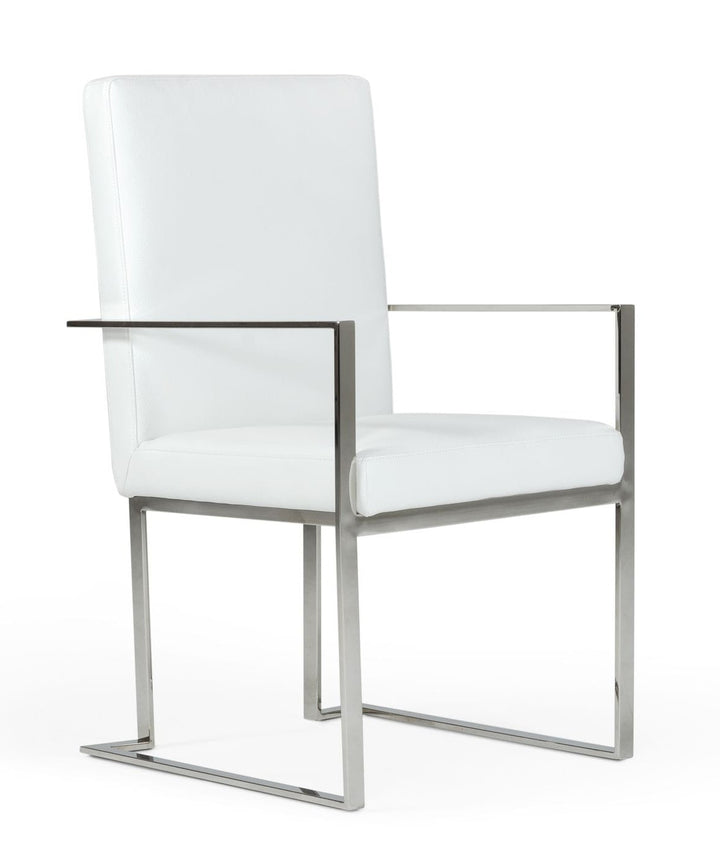 Fowler  Modern White EcoLeather Dining Armchair