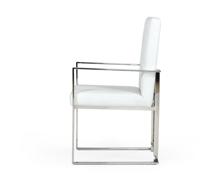Fowler  Modern White EcoLeather Dining Armchair