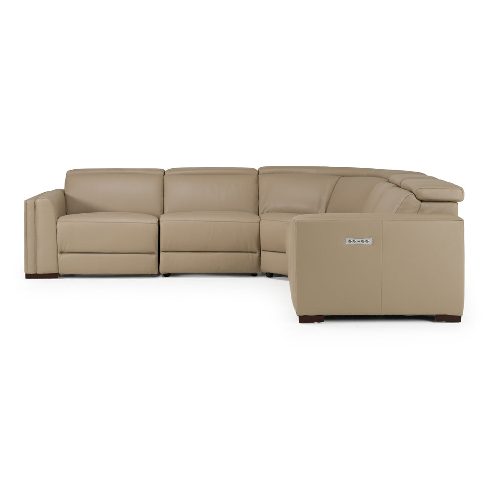 Frazier - Modern Tan Leather Sectional Sofa with 3 Recliners - View 2