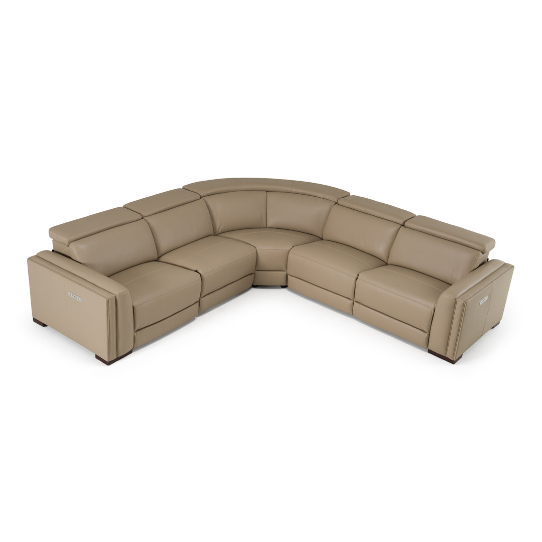Frazier - Modern Tan Leather Sectional Sofa with 3 Recliners