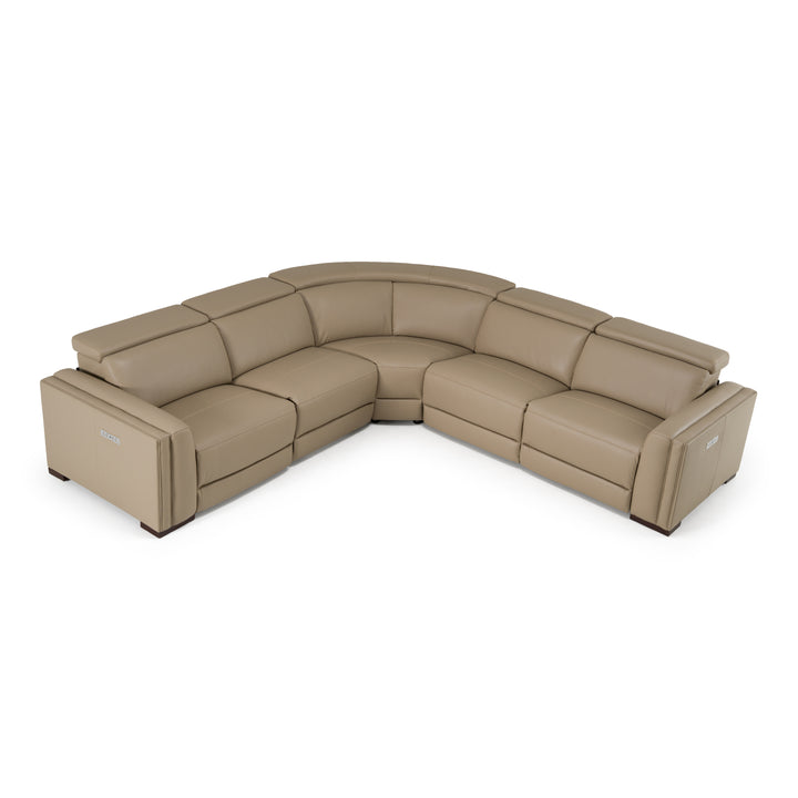 Frazier - Modern Tan Leather Sectional Sofa with 3 Recliners