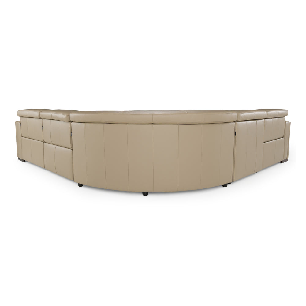 Frazier - Modern Tan Leather Sectional Sofa with 3 Recliners - View 4