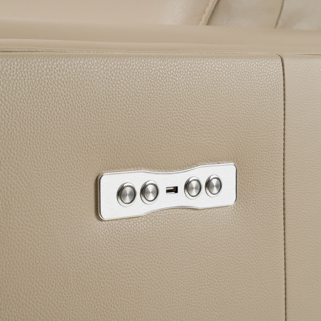 Frazier - Modern Tan Leather Sectional Sofa with 3 Recliners