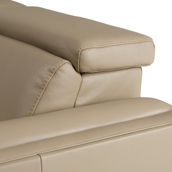 Frazier - Modern Tan Leather Sectional Sofa with 3 Recliners