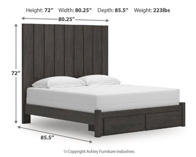 Fraluna King Panel Storage Bed - Dark Gray Storage Bed modern furniture Contempo Furniture