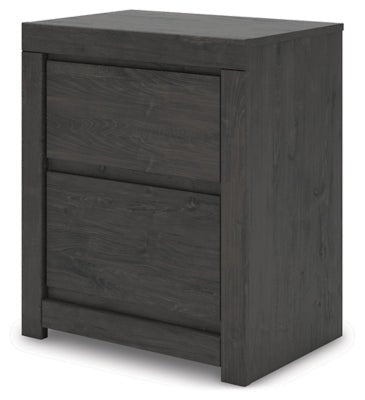 Fraluna Nightstand - Dark Gray Nightstand w/ Charging Station modern furniture Contempo Furniture