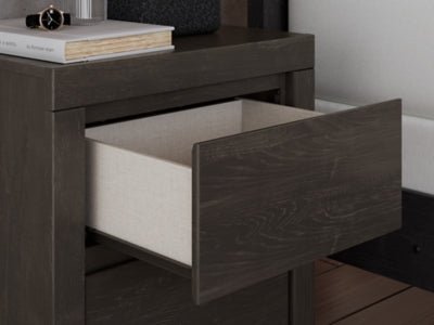 Fraluna Nightstand - Dark Gray Nightstand w/ Charging Station modern furniture Contempo Furniture