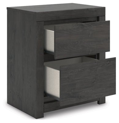 Fraluna Nightstand - Dark Gray Nightstand w/ Charging Station modern furniture Contempo Furniture