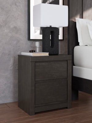 Fraluna Nightstand - Dark Gray Nightstand w/ Charging Station modern furniture Contempo Furniture