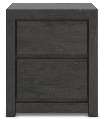 Fraluna Nightstand - Dark Gray Nightstand w/ Charging Station modern furniture Contempo Furniture