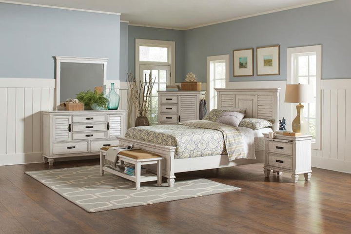 Franco - 5 - Drawer Door Chest - Distressed White Door Chest modern furniture Contempo Furniture