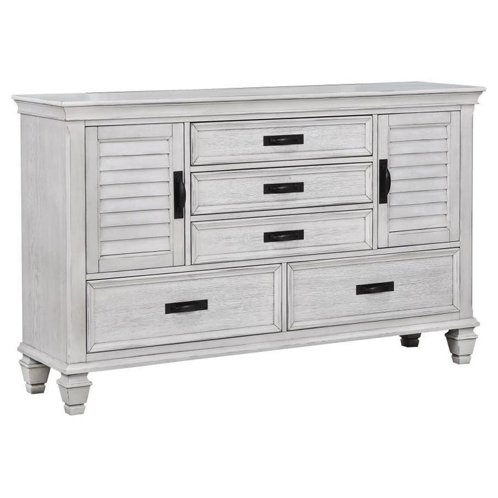 Franco - 5 - Drawer Dresser - Distressed White Dressers modern furniture Contempo Furniture