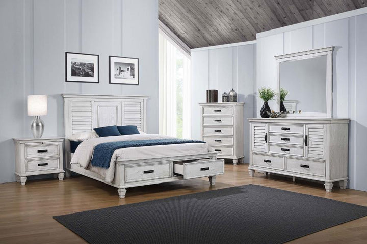 Franco - Dresser Mirror - Distressed White Mirror modern furniture Contempo Furniture