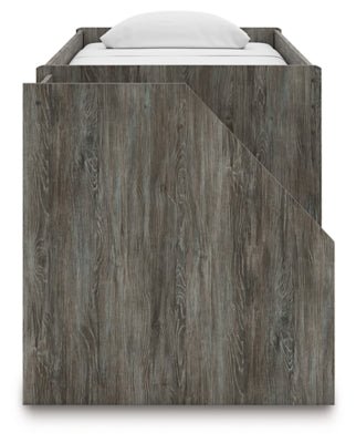Frandern Twin Loft Bed with Bookcase Storage - Gray Loft Bed modern furniture Contempo Furniture