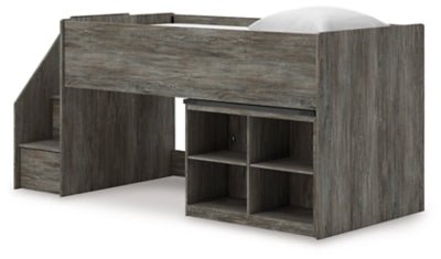 Frandern Twin Loft Bed with Bookcase Storage - Gray Loft Bed modern furniture Contempo Furniture