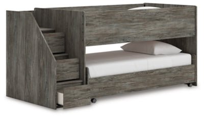 Frandern Twin over Twin Loft Bed - Gray Loft Bed modern furniture Contempo Furniture