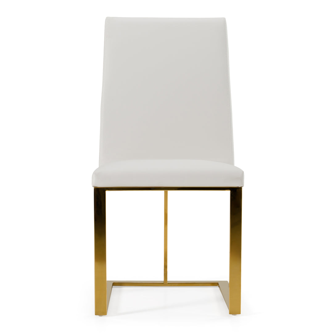 Frankie  Contemporary White & Gold Dining Chair