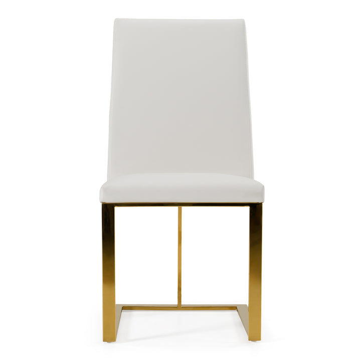 Frankie  Contemporary White & Gold Dining Chair
