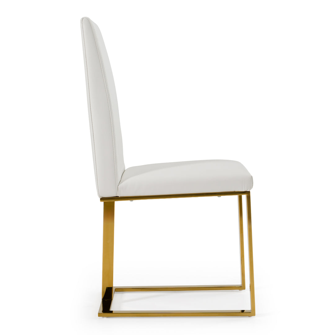 Frankie - Contemporary White & Gold Dining Chair