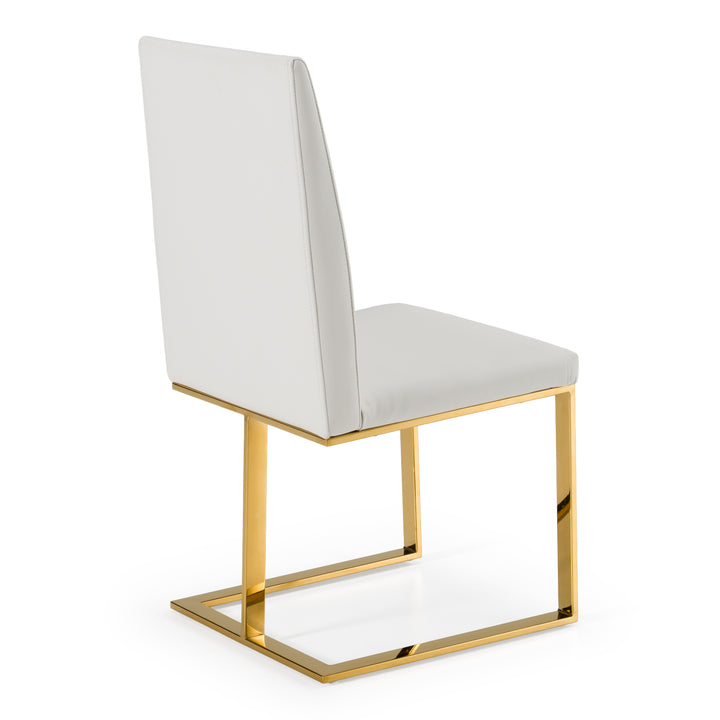 Frankie - Contemporary White &amp; Gold Dining Chair
