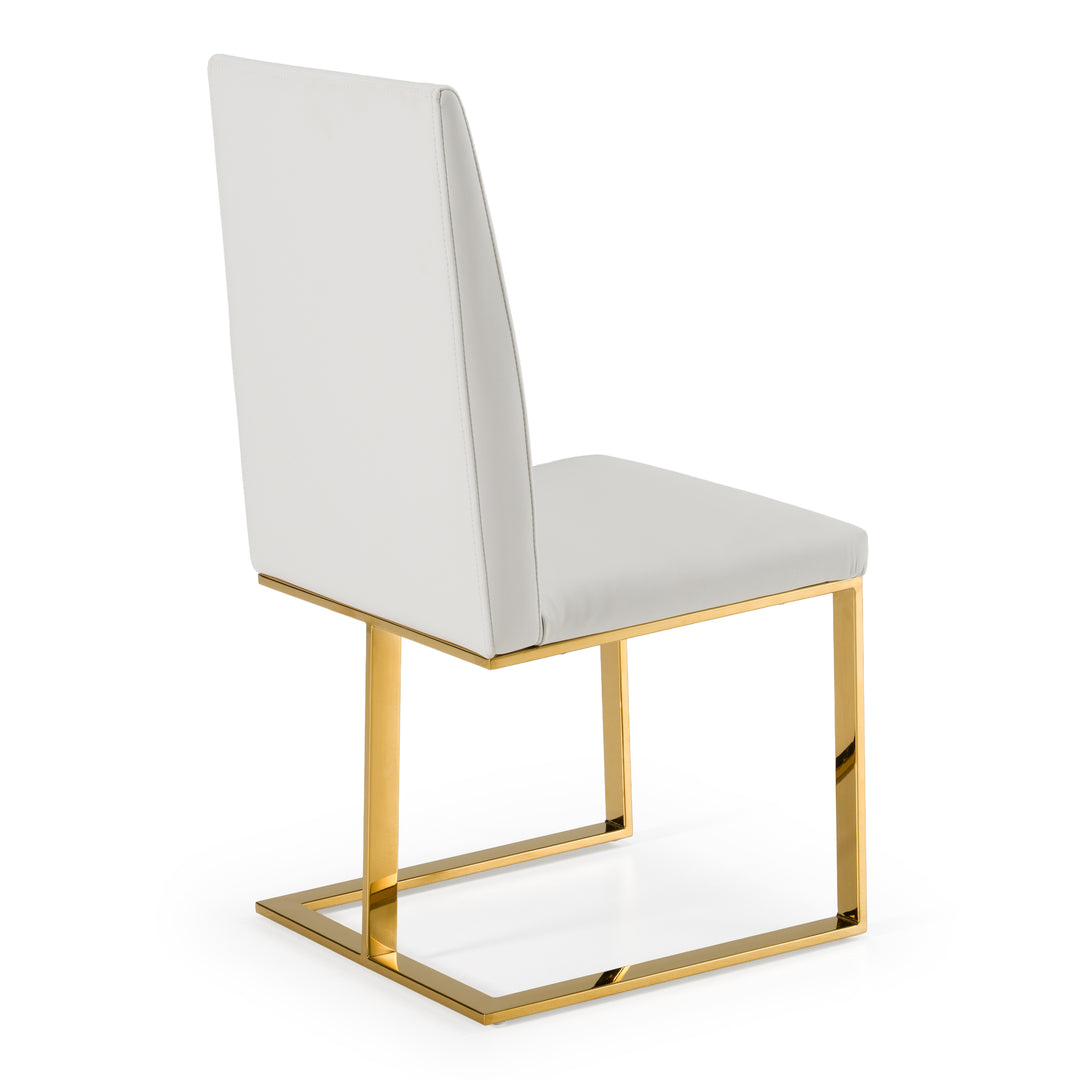 Frankie - Contemporary White & Gold Dining Chair