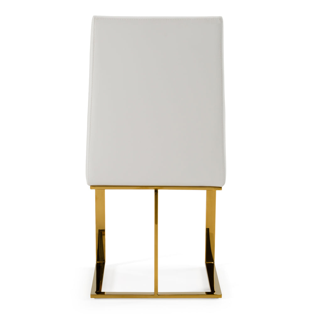 Frankie - Contemporary White & Gold Dining Chair - View 6