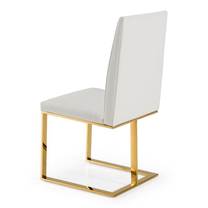 Frankie - Contemporary White &amp; Gold Dining Chair