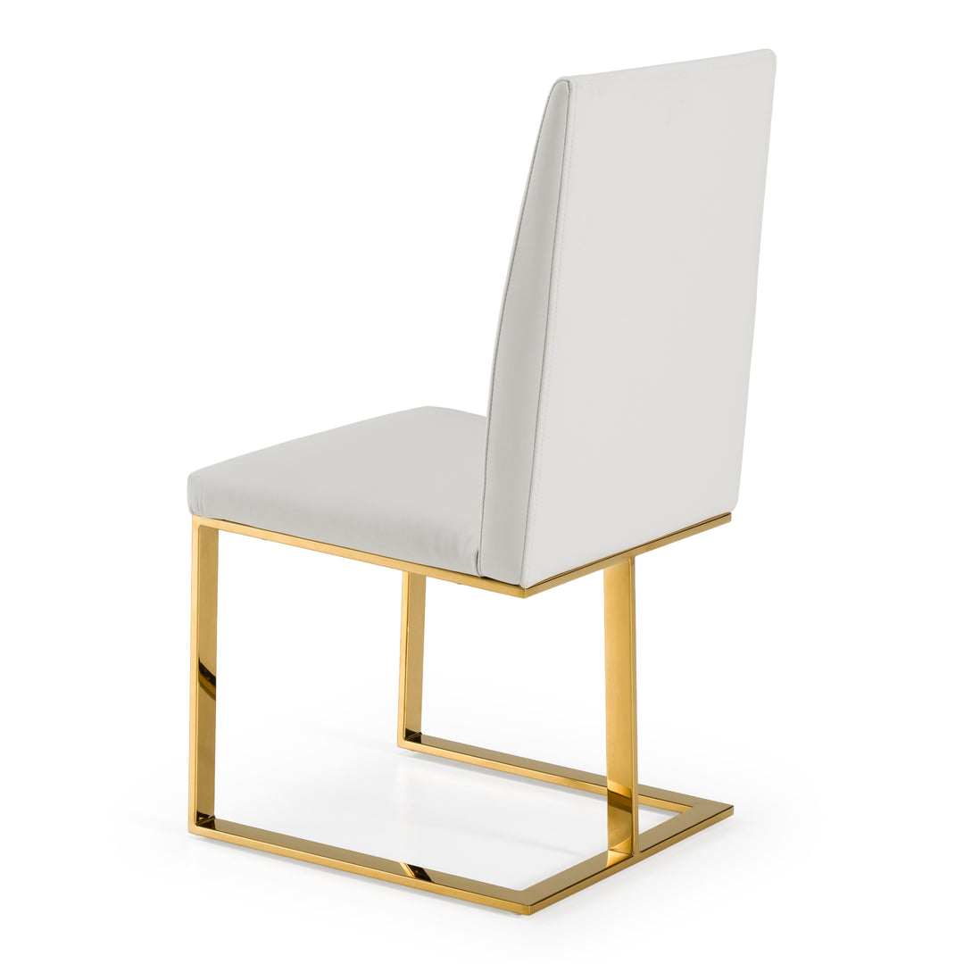 Frankie - Contemporary White & Gold Dining Chair