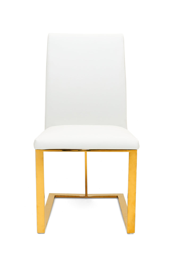 Frankie - Contemporary White &amp; Gold Dining Chair