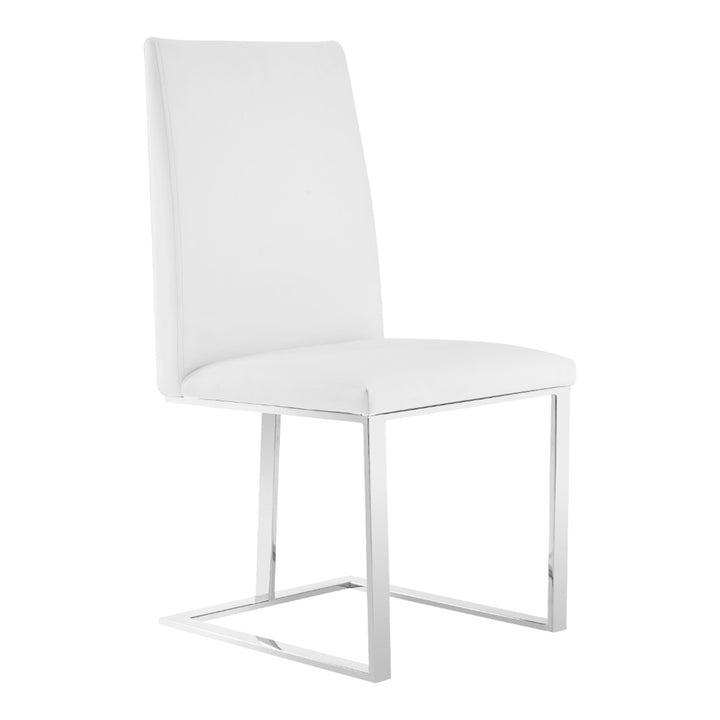Frankie - Modern White &amp; Brushed Stainless Steel Dining Chair