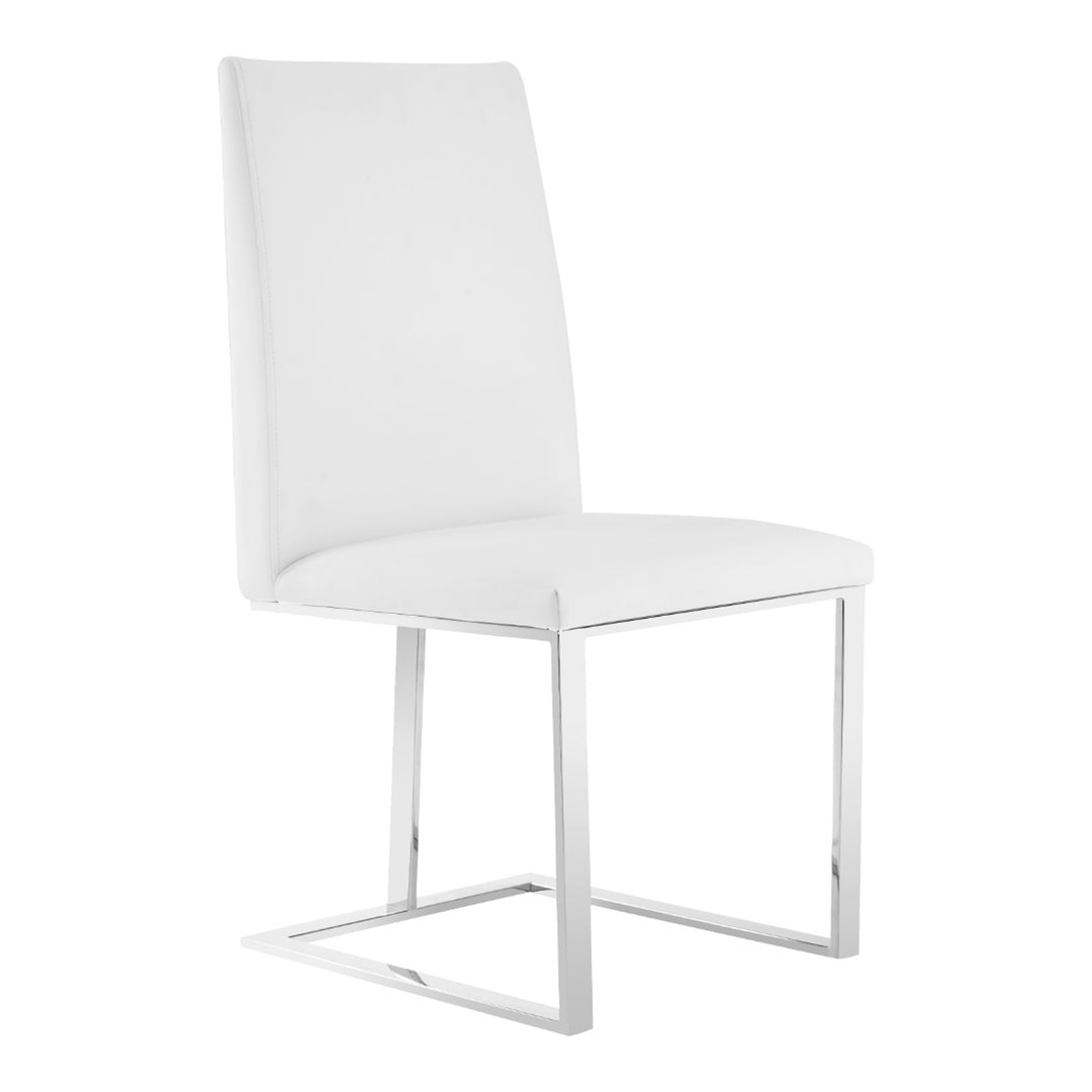 Frankie - Modern White & Brushed Stainless Steel Dining Chair