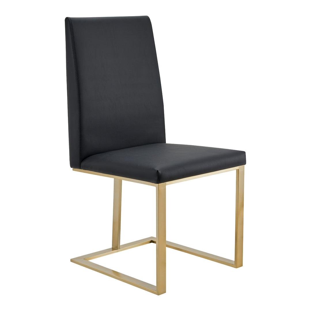 Frankie - Modern Dark Grey Vegan Leather + Antique Brass Dining Chair