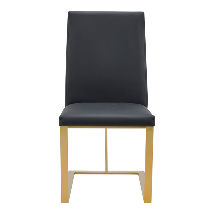 Frankie - Modern Dark Grey Vegan Leather + Antique Brass Dining Chair