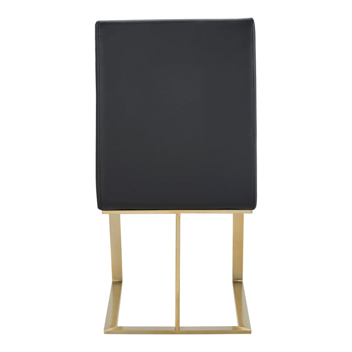 Frankie - Modern Dark Grey Vegan Leather + Antique Brass Dining Chair