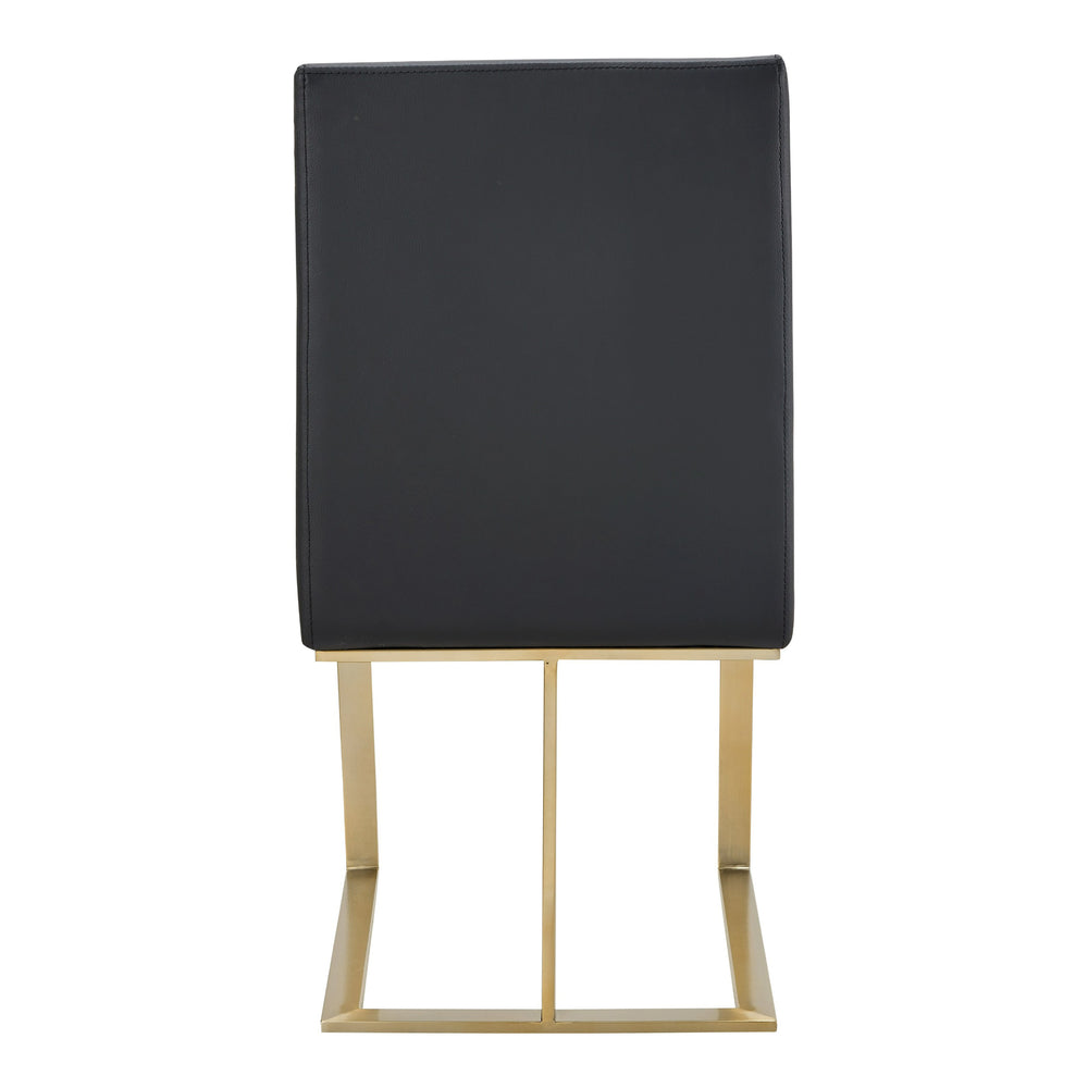 Frankie - Modern Dark Grey Vegan Leather + Antique Brass Dining Chair - View 6